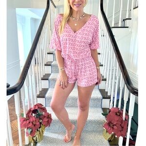 JORDANN JAMMIES XOXO Pink Romper Barbie boho women’s size S slouchy.